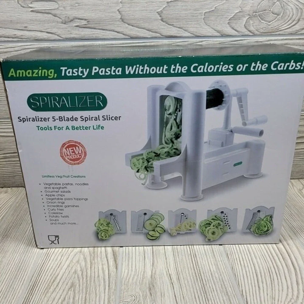 Spiralizer 5 Blade Spiral Slicer White Manual Vegetable Pasta Maker Kitchen Tool